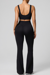 Women's Double Strap Twist Back Cami & Flare Yoga Pants Set