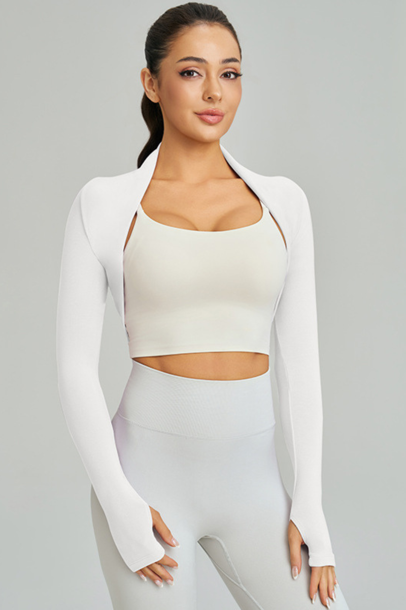 Women's Spring Finger Cuffs Cropped Waist Yoga Shrug