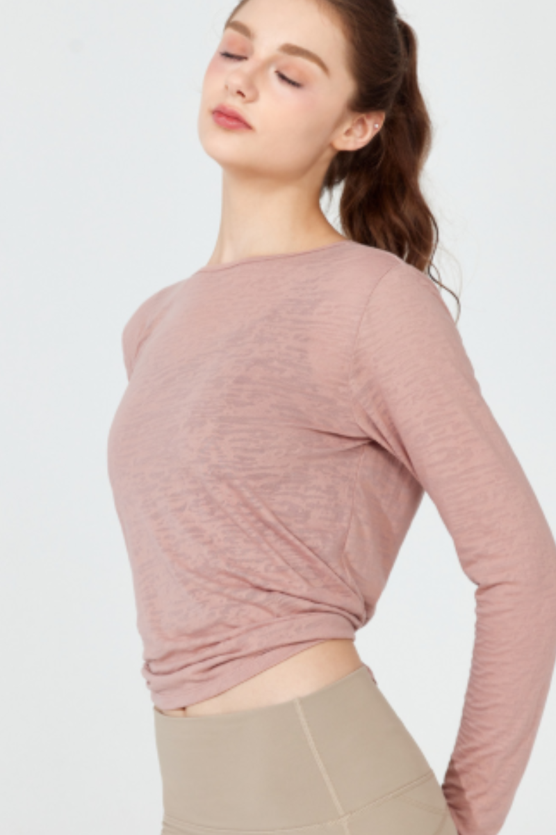 Women's Back Split Tie Lightweight Sheer Long Sleeve T-shirt