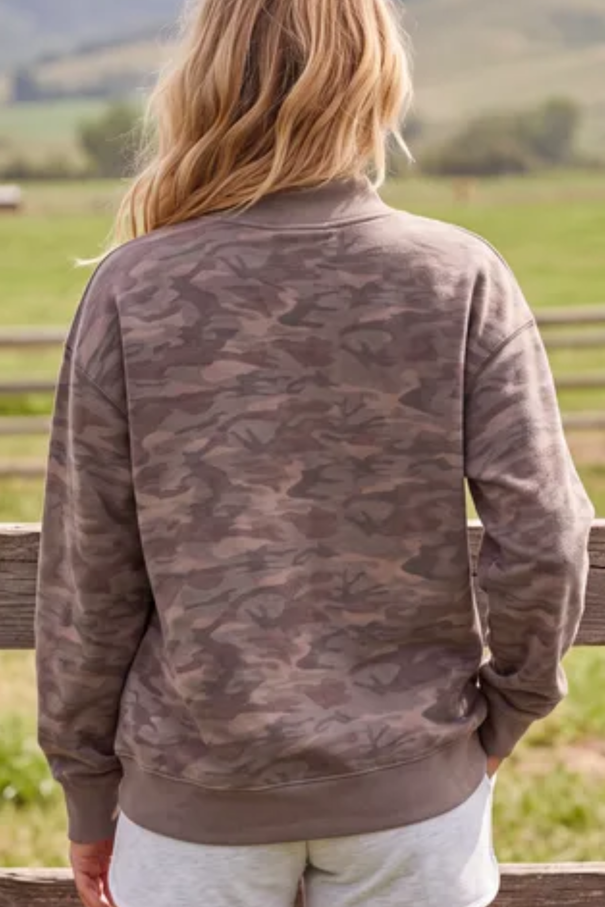 Women's Loungewear Camo Long Sleeve Mock Neck Sweatshirt