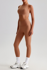 Women's Brushed Mock Neck Bra & Yoga Leggings 2-Piece Set