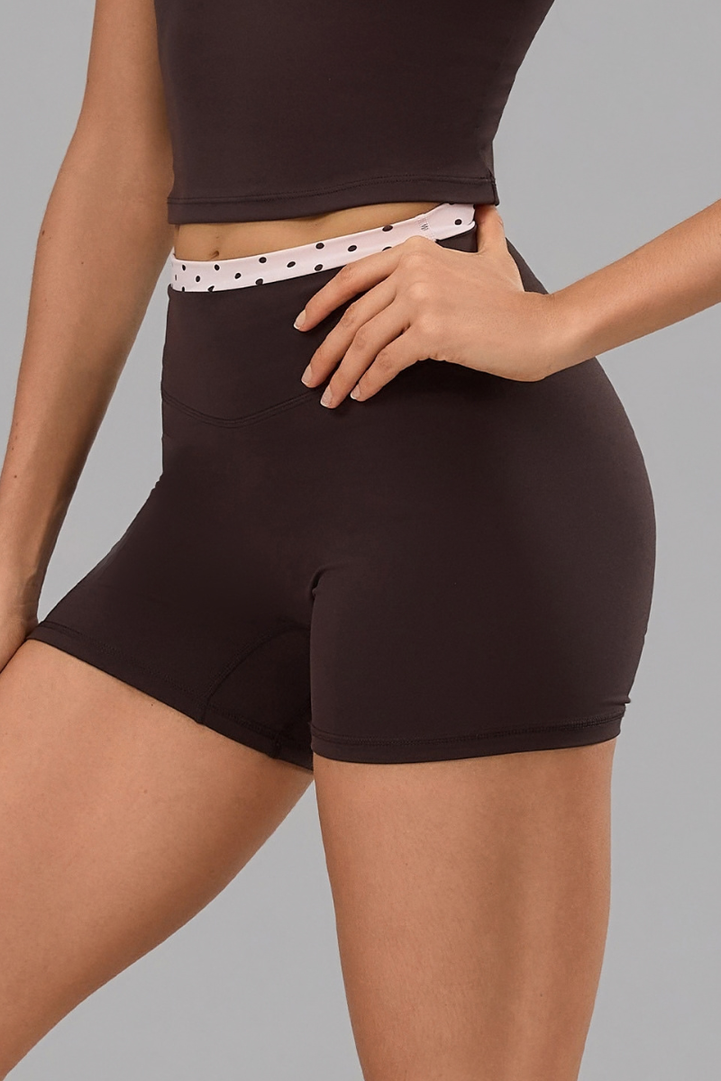 Women's Polka Dot High Waist No Front Line Workout Shorts