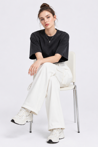 Women's High Waist Multi-Pocket Wide Leg Cargo Jeans
