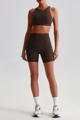 Women's Naked Feel  Mock Neck Bra & Biker Shorts 2-Piece Set