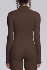 Women's Stand Collar Full Zip Slim Fit Workout Yoga Jacket
