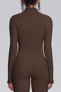 Women's Stand Collar Full Zip Slim Fit Workout Yoga Jacket