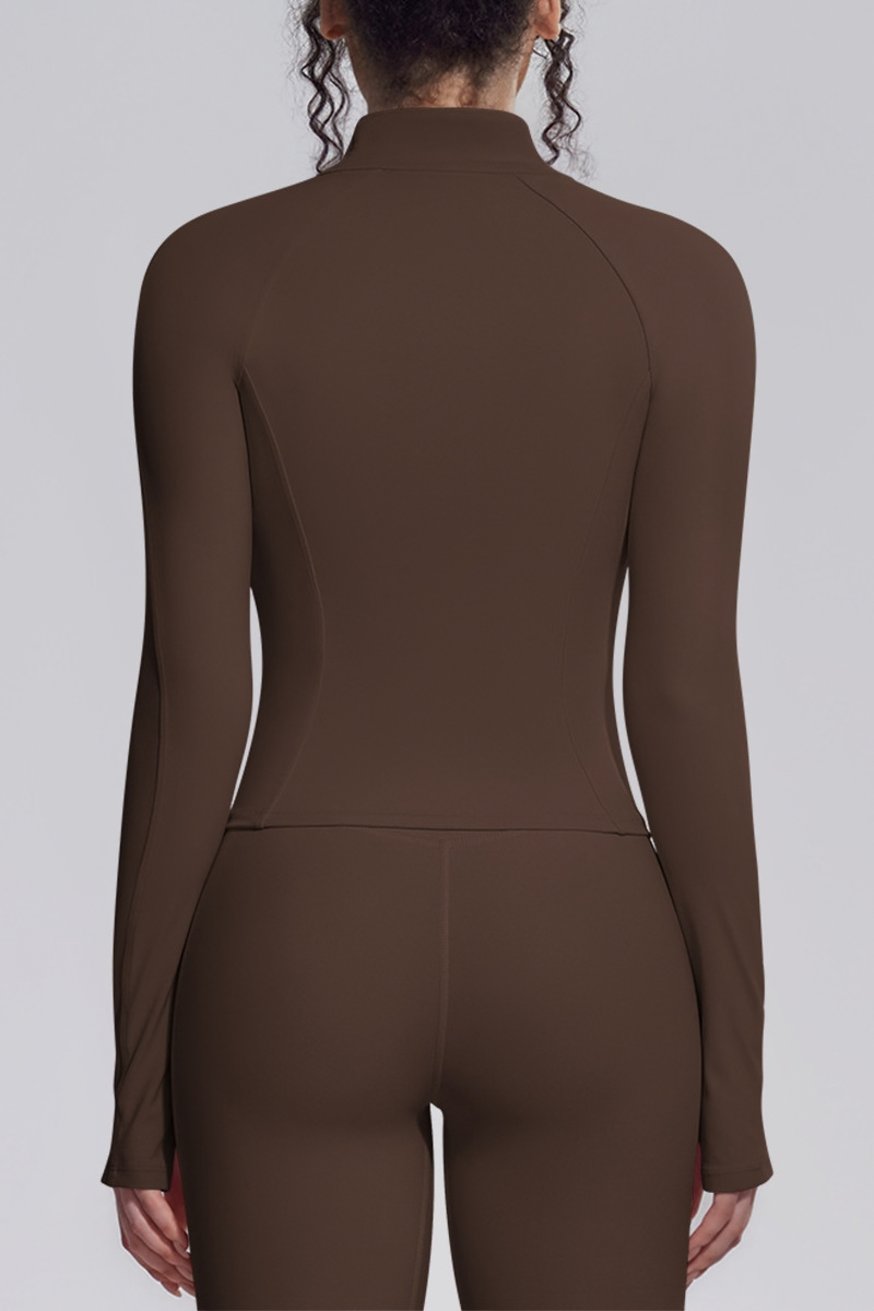 Women's Stand Collar Full Zip Slim Fit Workout Yoga Jacket