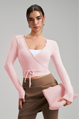 Women's Athletic One-piece Strap Long Sleeves Yoga Top