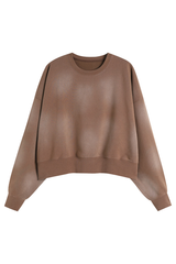 Women's Fall Vintage Gradient Cropped Crew Neck Sweatshirt