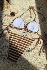 Women's Summer Colorful Striped Halter Neck Dopamine Bikini