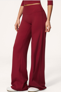 Women's High Waist V-Seam Butt Lifting Draped Wide Leg Pants