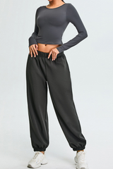 Women's Set:U-back Long Sleeves T-shirt And Cuffed Sweatpant
