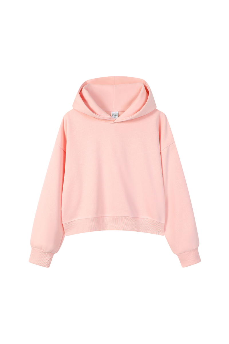 Women's Fall Cropped Relaxed Solid Sports Hoodie