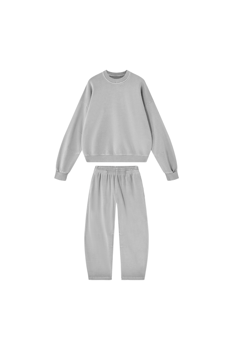 Men's Fall 100% Cotton Set:Solid Pullover And Sweatpants