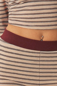 Women's Fall Striped Crew Neck Long Sleeve Top and Pants Set