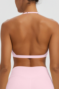 Women's Naked Feel Padded Halter V Neck Sports Bra