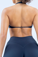Women's Nude‑Feel Halter V‑Neck Backless Padded Sports Bra