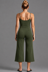 Women'sThin Strap Tank Top And Wide-Leg Capri Pants Sets