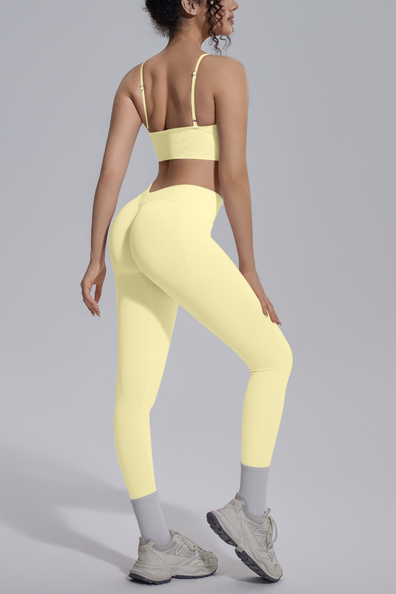 Women's Seamless Triangle Cup Bra&No Front Seam Legings Set