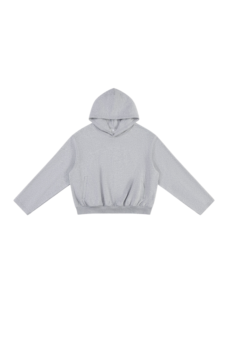 Men's Fall Boxy Cropped Kangaroo Pocket Drop-Shoulder Hoodie