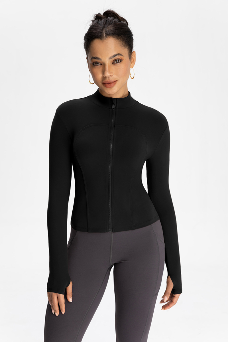 Collar-style jacket with zipper closure