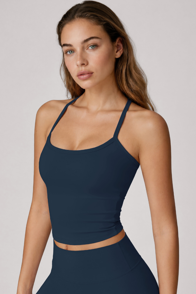 Women's Y Back Thin Strap Cropped Nude Feel Yoga vest