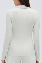 Women's Button-Front Polo Slim Fit Shirt Long-Sleeve Top