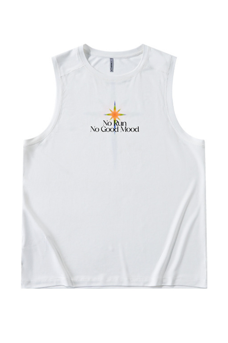 Men's Raglan Crew Neck Printed Quick Dry Athletic Tank Top