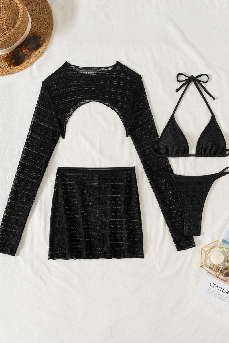 Women's Triangle Cup Halterneck 4 Piece Bikini Set