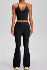 Women's Sets:Halter Tank Top And Pleated Flare Pants