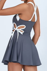 Women's Butterfly Side Cutout Tie Sports Tennis Mini Dress