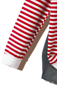 Women's Christmas Cow Striped Color Block Sweatshirt