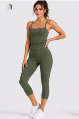 Women's U-Back Tank Top & Capri Leggings Yoga 2-Piece Sets