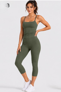 Women's U-Back Tank Top & Capri Leggings Yoga 2-Piece Sets
