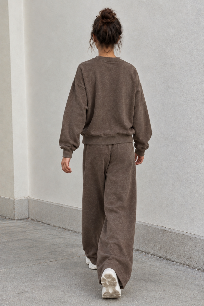 Women's Heavyweight Heathered Sweatshirt And Sweatpants Set