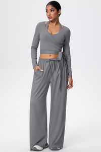 Women’s 3-Piece Set:Halterneck Top & Long Sleeves Top & Pants