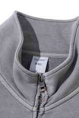 Men's Fall  100% Cotton Washed Faded Raw Edge Zip Up Jacket