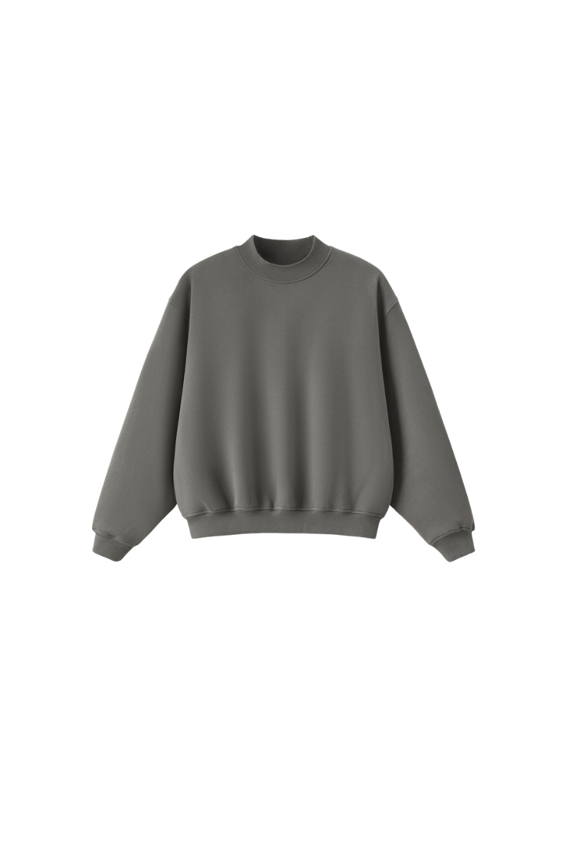 Unisex Fall Streetwear Boxy Mockneck Sweatshirt