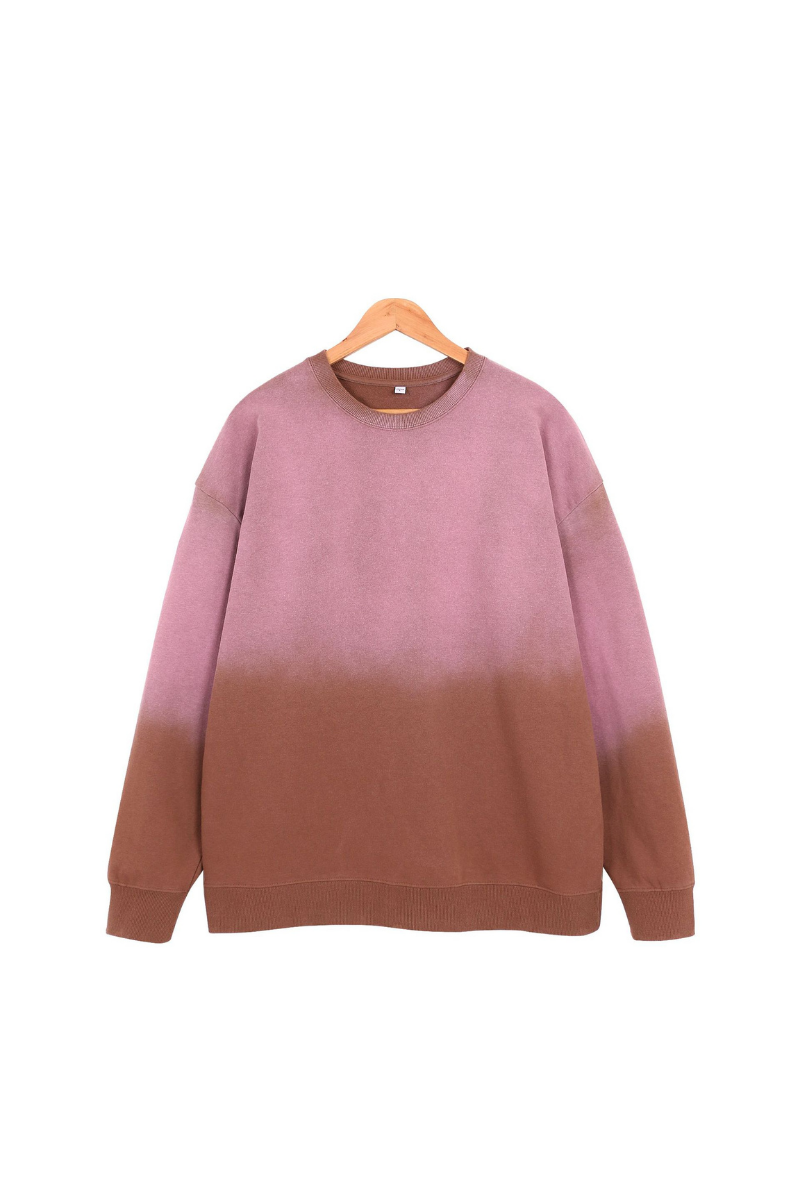 Unisex Fall Vintage Gradient Drop Shoulder Pullover