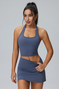 Women's Halter Vest & Tennis Skirt Two-Piece Set