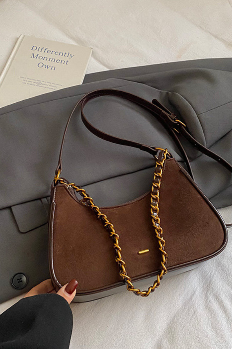 Women's Retro Thick Chain Strap Minimalist Shoulder Bag
