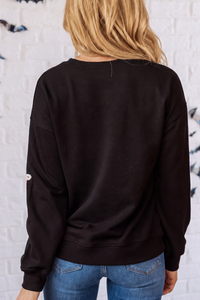 Women's Halloween Ghost Sequin Crew Neck Sweatshirt