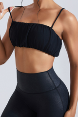 Women’s pleated shoulder straps sports bra.
