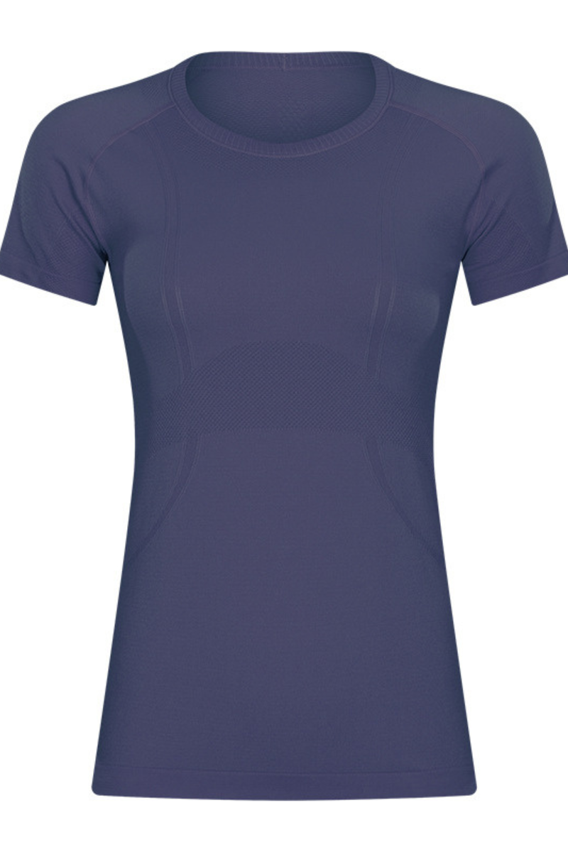 Women Seamless Round Neck Short Sleeve Sport T-Shirt