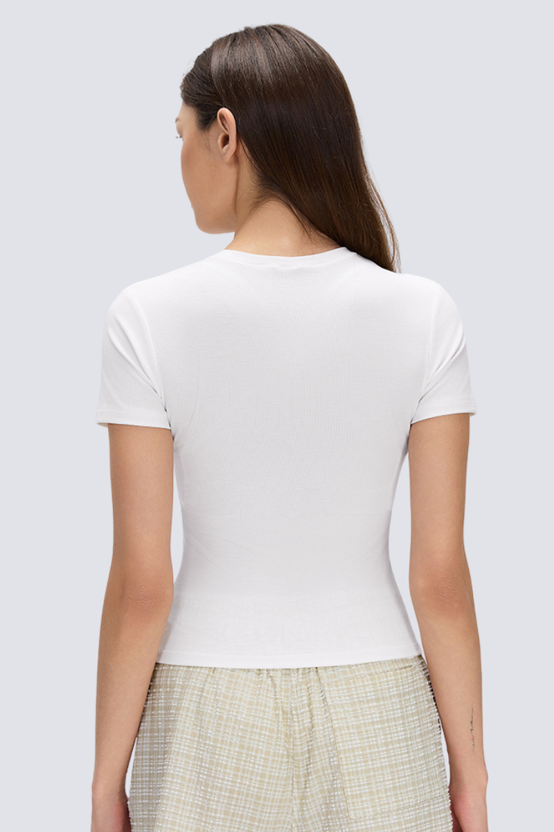 Women's Quick Dry Slim Elastic Cuff Crewneck Yoga Tee