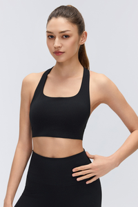 Women's Halter Stretch Removable Pads Solid  Sports Bra