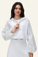 Women's Nylon Half-Zipper Athletic Hooded Sweatshirts