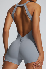 Women’s Pleated Backless One-Piece Sport Jumpsuit