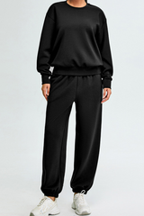 Women's Athletic Set:Pullover And Cuffed Sweatpants