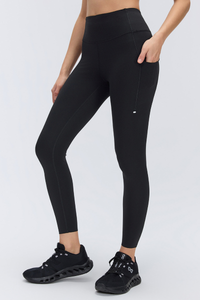 Women's Wide Waist Side Pocket 9/10 Length Leggings